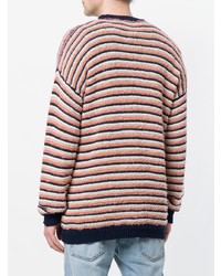 mehrfarbiger horizontal gestreifter Pullover mit einem Rundhalsausschnitt von Nuur