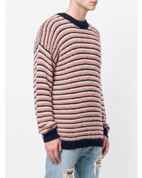 mehrfarbiger horizontal gestreifter Pullover mit einem Rundhalsausschnitt von Nuur