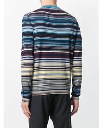 mehrfarbiger horizontal gestreifter Pullover mit einem Rundhalsausschnitt von Prada