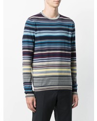 mehrfarbiger horizontal gestreifter Pullover mit einem Rundhalsausschnitt von Prada