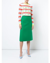 mehrfarbiger horizontal gestreifter Pullover mit einem Rundhalsausschnitt von DELPOZO