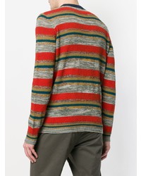 mehrfarbiger horizontal gestreifter Pullover mit einem Rundhalsausschnitt von Roberto Collina