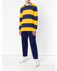 mehrfarbiger horizontal gestreifter Pullover mit einem Rundhalsausschnitt von Tommy Jeans