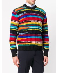 mehrfarbiger horizontal gestreifter Pullover mit einem Rundhalsausschnitt von Missoni