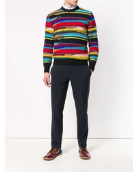 mehrfarbiger horizontal gestreifter Pullover mit einem Rundhalsausschnitt von Missoni