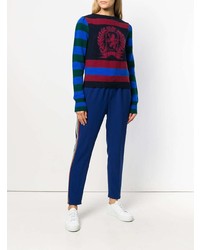 mehrfarbiger horizontal gestreifter Pullover mit einem Rundhalsausschnitt von Hilfiger Collection