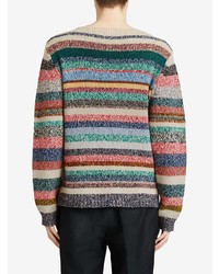 mehrfarbiger horizontal gestreifter Pullover mit einem Rundhalsausschnitt von Burberry