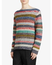 mehrfarbiger horizontal gestreifter Pullover mit einem Rundhalsausschnitt von Burberry
