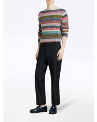 mehrfarbiger horizontal gestreifter Pullover mit einem Rundhalsausschnitt von Burberry