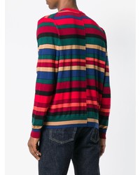 mehrfarbiger horizontal gestreifter Pullover mit einem Rundhalsausschnitt von Ps By Paul Smith