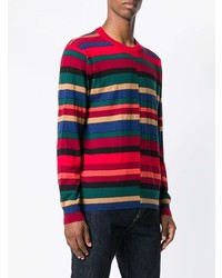 mehrfarbiger horizontal gestreifter Pullover mit einem Rundhalsausschnitt von Ps By Paul Smith