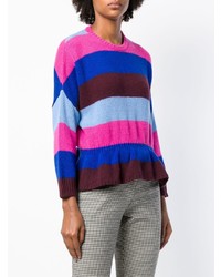mehrfarbiger horizontal gestreifter Pullover mit einem Rundhalsausschnitt von RED Valentino