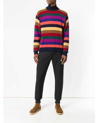 mehrfarbiger horizontal gestreifter Pullover mit einem Rundhalsausschnitt von Etro