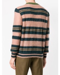 mehrfarbiger horizontal gestreifter Pullover mit einem Rundhalsausschnitt von Marni