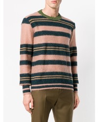 mehrfarbiger horizontal gestreifter Pullover mit einem Rundhalsausschnitt von Marni