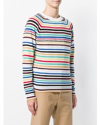 mehrfarbiger horizontal gestreifter Pullover mit einem Rundhalsausschnitt von Ballantyne