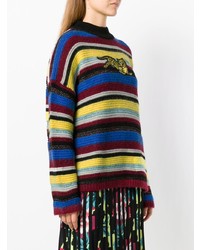 mehrfarbiger horizontal gestreifter Pullover mit einem Rundhalsausschnitt von Kenzo