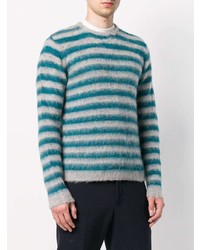 mehrfarbiger horizontal gestreifter Pullover mit einem Rundhalsausschnitt von Nuur