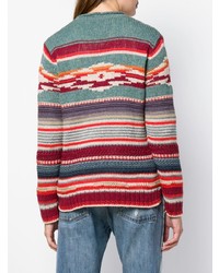 mehrfarbiger horizontal gestreifter Pullover mit einem Rundhalsausschnitt von Polo Ralph Lauren