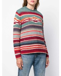 mehrfarbiger horizontal gestreifter Pullover mit einem Rundhalsausschnitt von Polo Ralph Lauren