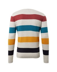mehrfarbiger horizontal gestreifter Pullover mit einem Rundhalsausschnitt von Tom Tailor