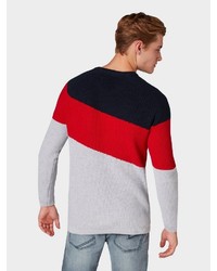 mehrfarbiger horizontal gestreifter Pullover mit einem Rundhalsausschnitt von Tom Tailor Denim