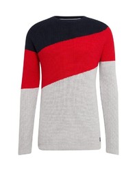 mehrfarbiger horizontal gestreifter Pullover mit einem Rundhalsausschnitt von Tom Tailor Denim