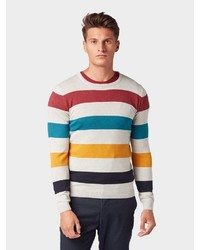 mehrfarbiger horizontal gestreifter Pullover mit einem Rundhalsausschnitt von Tom Tailor