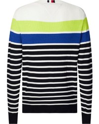 mehrfarbiger horizontal gestreifter Pullover mit einem Rundhalsausschnitt von Tommy Hilfiger