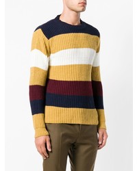 mehrfarbiger horizontal gestreifter Pullover mit einem Rundhalsausschnitt von Daniele Alessandrini