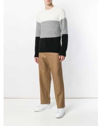 mehrfarbiger horizontal gestreifter Pullover mit einem Rundhalsausschnitt von AMI Alexandre Mattiussi