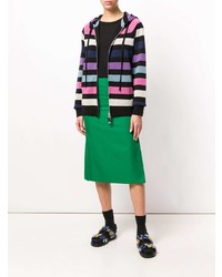 mehrfarbiger horizontal gestreifter Pullover mit einer Kapuze von Marc Jacobs