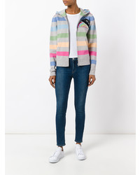 mehrfarbiger horizontal gestreifter Pullover mit einer Kapuze von Marc Jacobs