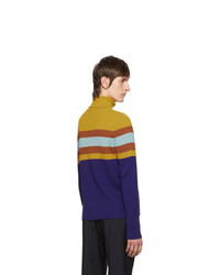 mehrfarbiger horizontal gestreifter Wollrollkragenpullover von Gucci