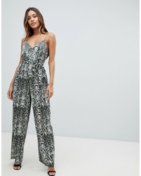 mehrfarbiger Jumpsuit mit Schlangenmuster