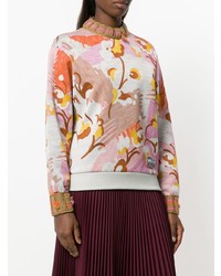 mehrfarbiger Oversize Pullover mit Blumenmuster von Prada