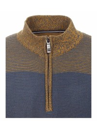 mehrfarbiger Pullover mit einem Reißverschluss am Kragen von Casamoda