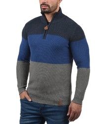 mehrfarbiger Pullover mit einem Reißverschluss am Kragen von Solid