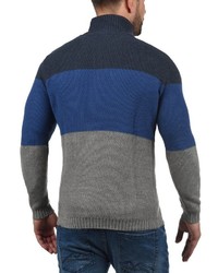 mehrfarbiger Pullover mit einem Reißverschluss am Kragen von Solid