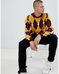 mehrfarbiger Pullover mit einem Rundhalsausschnitt mit Argyle-Muster von ASOS DESIGN