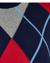 mehrfarbiger Pullover mit einem Rundhalsausschnitt mit Argyle-Muster von Burlington