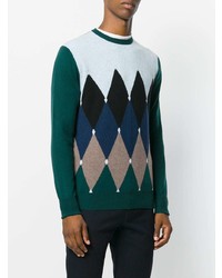 mehrfarbiger Pullover mit einem Rundhalsausschnitt mit Argyle-Muster von Ballantyne