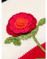 mehrfarbiger Pullover mit einem Rundhalsausschnitt mit Blumenmuster von RED Valentino