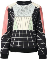 mehrfarbiger Pullover mit einem Rundhalsausschnitt mit geometrischen Mustern