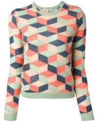 mehrfarbiger Pullover mit einem Rundhalsausschnitt mit geometrischem Muster von Carven