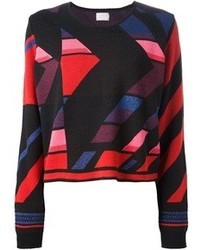 mehrfarbiger Pullover mit einem Rundhalsausschnitt mit geometrischem Muster von Lala Berlin