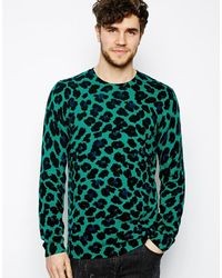 mehrfarbiger Pullover mit einem Rundhalsausschnitt mit Leopardenmuster von Asos