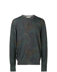 mehrfarbiger Pullover mit einem Rundhalsausschnitt mit Paisley-Muster