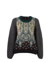 mehrfarbiger Pullover mit einem Rundhalsausschnitt mit Paisley-Muster