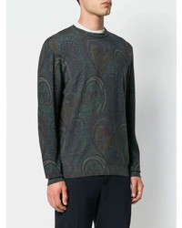 mehrfarbiger Pullover mit einem Rundhalsausschnitt mit Paisley-Muster von Etro